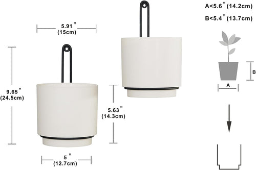 2 Pack White Metal Wall Hanging Planters