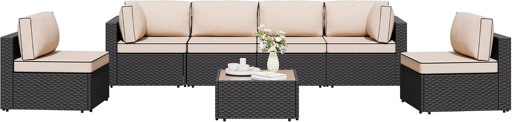 Shintenchi 7-Piece Wicker Patio Sofa Set