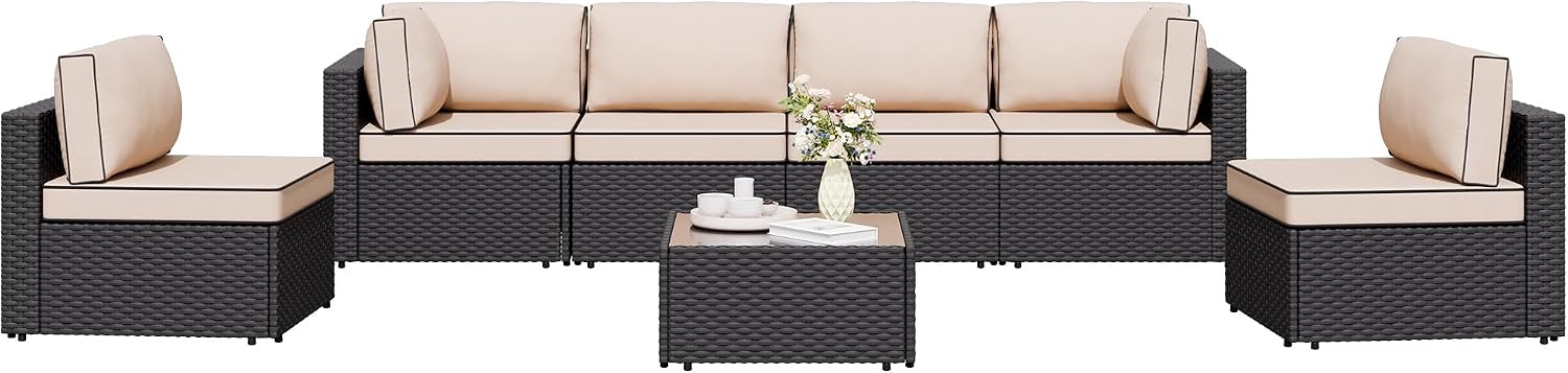 Shintenchi 7-Piece Wicker Patio Sofa Set