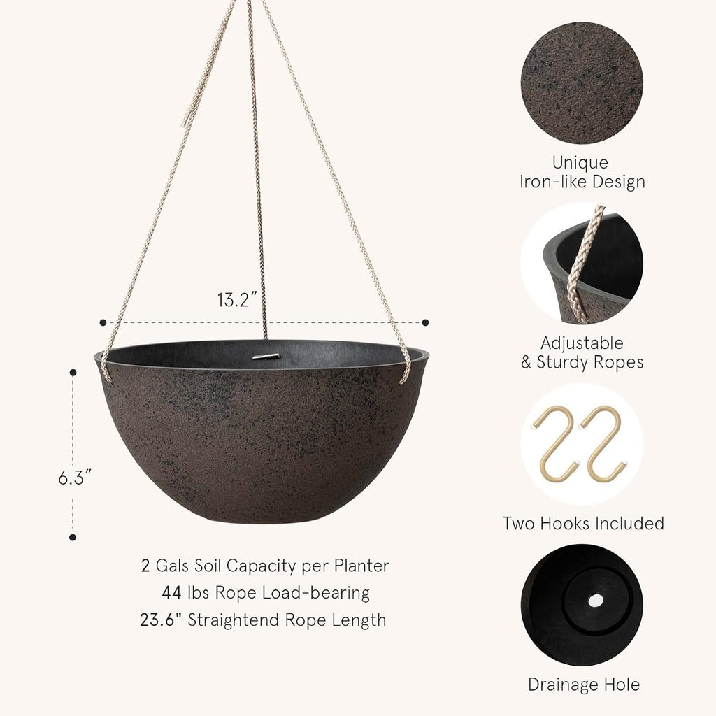 LA JOLIE MUSE 2 Pack Large Hanging Planters