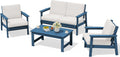 4-Piece HDPE Blue Patio Sofa Set