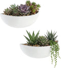 MyGift 2 Pack White Ceramic Wall Planters