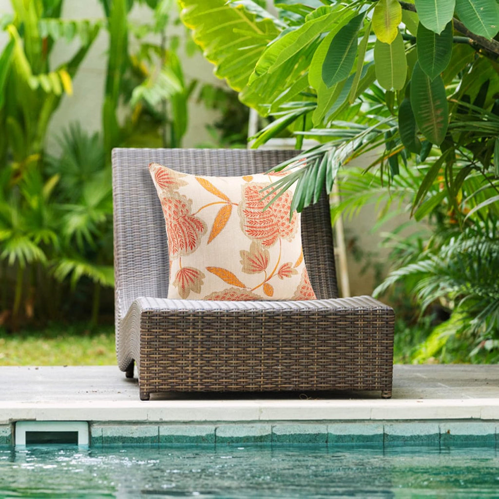 Bird Beige Orange 18x18 Outdoor Pillows