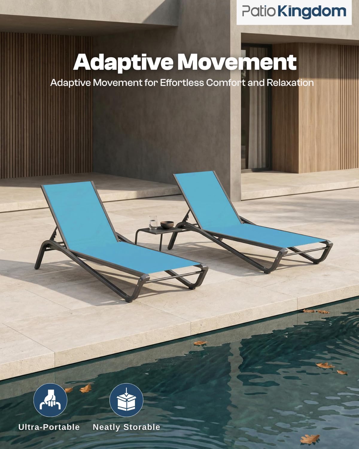 Sky Blue Aluminum Patio Chaise Lounge Chair
