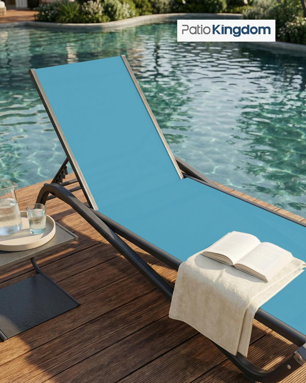 Sky Blue Aluminum Patio Chaise Lounge Chair