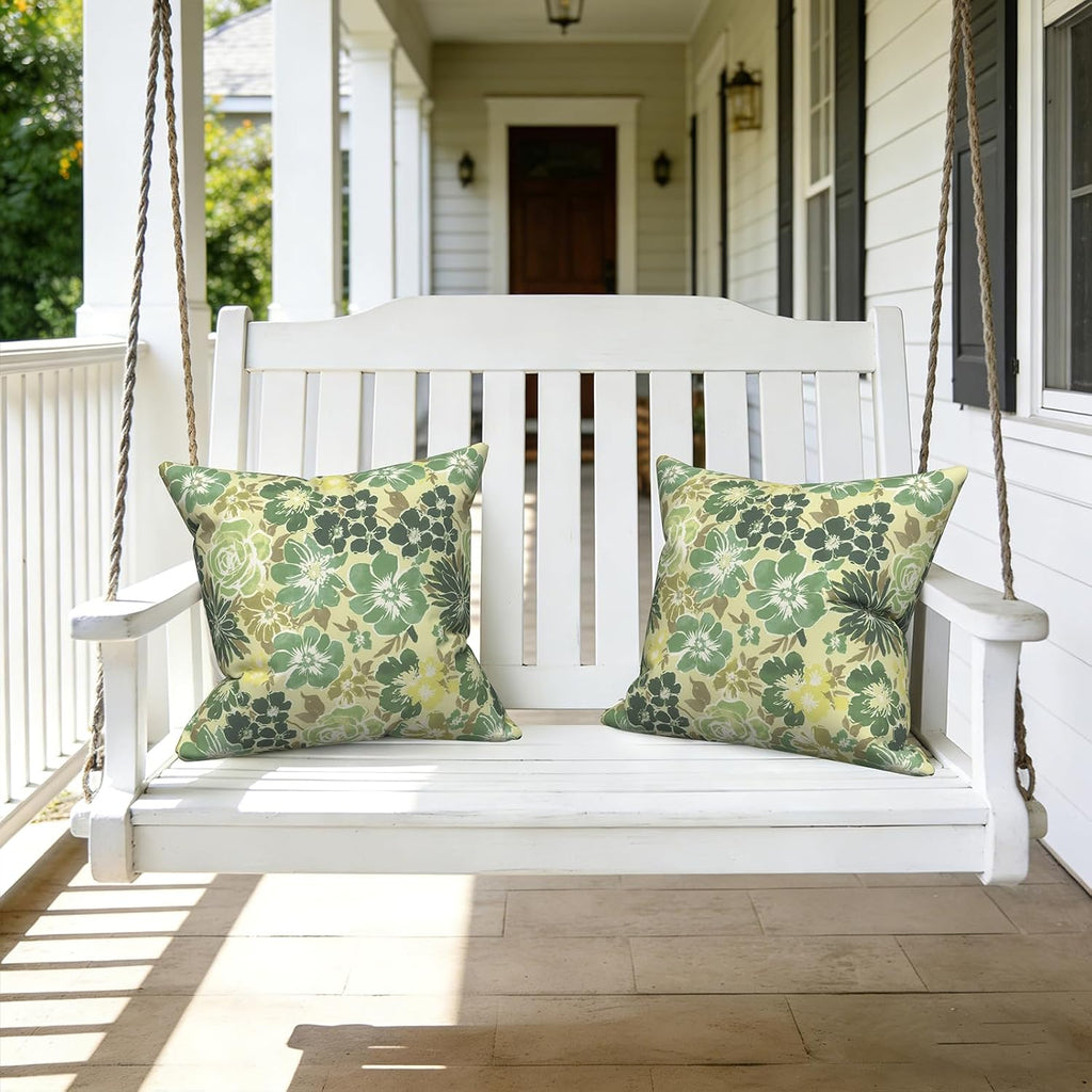 XIII Green Rose 20x20 Outdoor Pillows 2 Pack