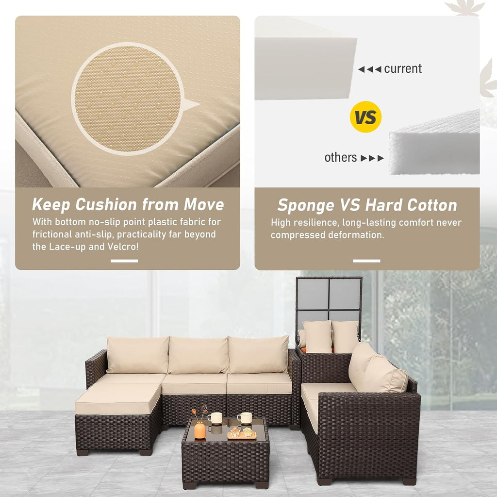 Valita 5-Piece Brown Wicker Patio Sofa Set