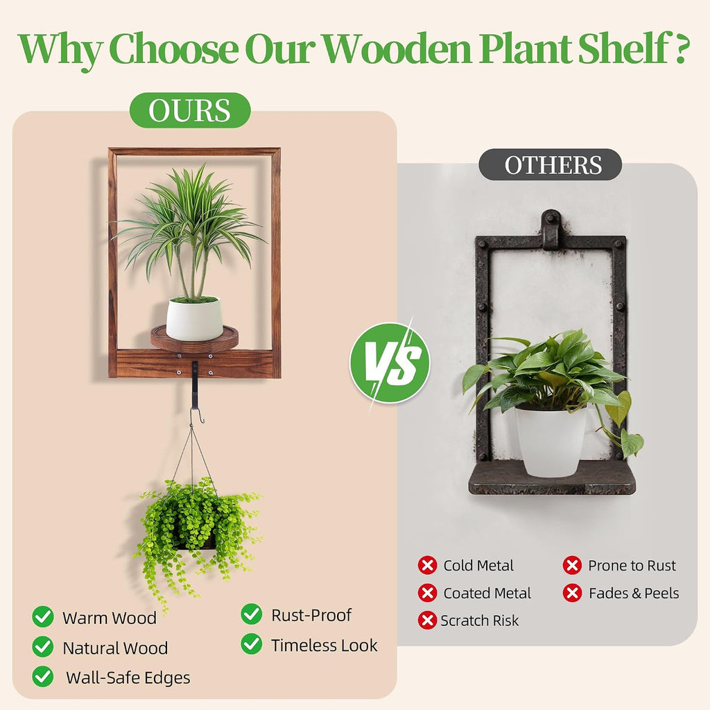 3 Pack Solid Wood Wall Planter Shelf