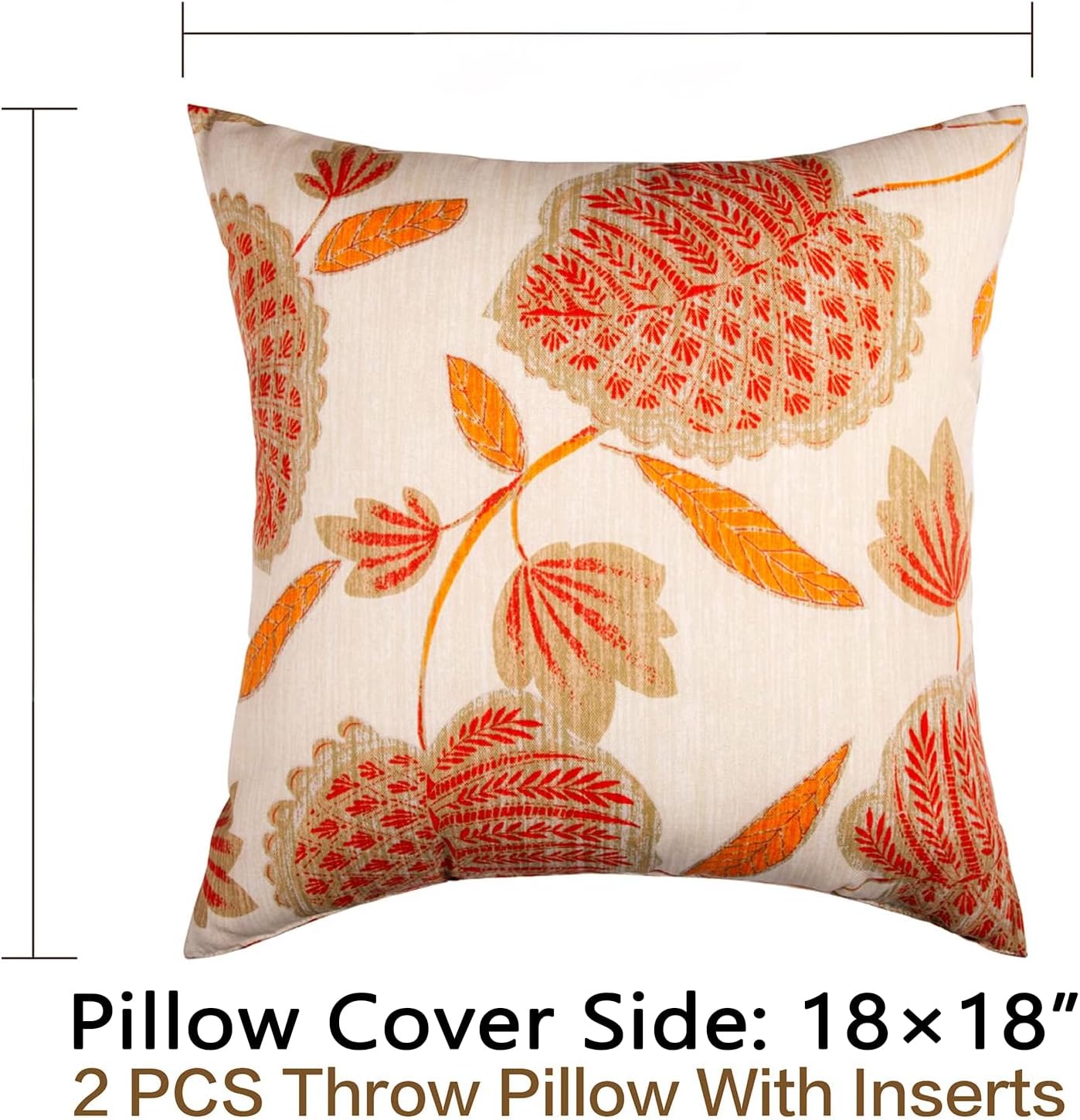 Bird Beige Orange 18x18 Outdoor Pillows