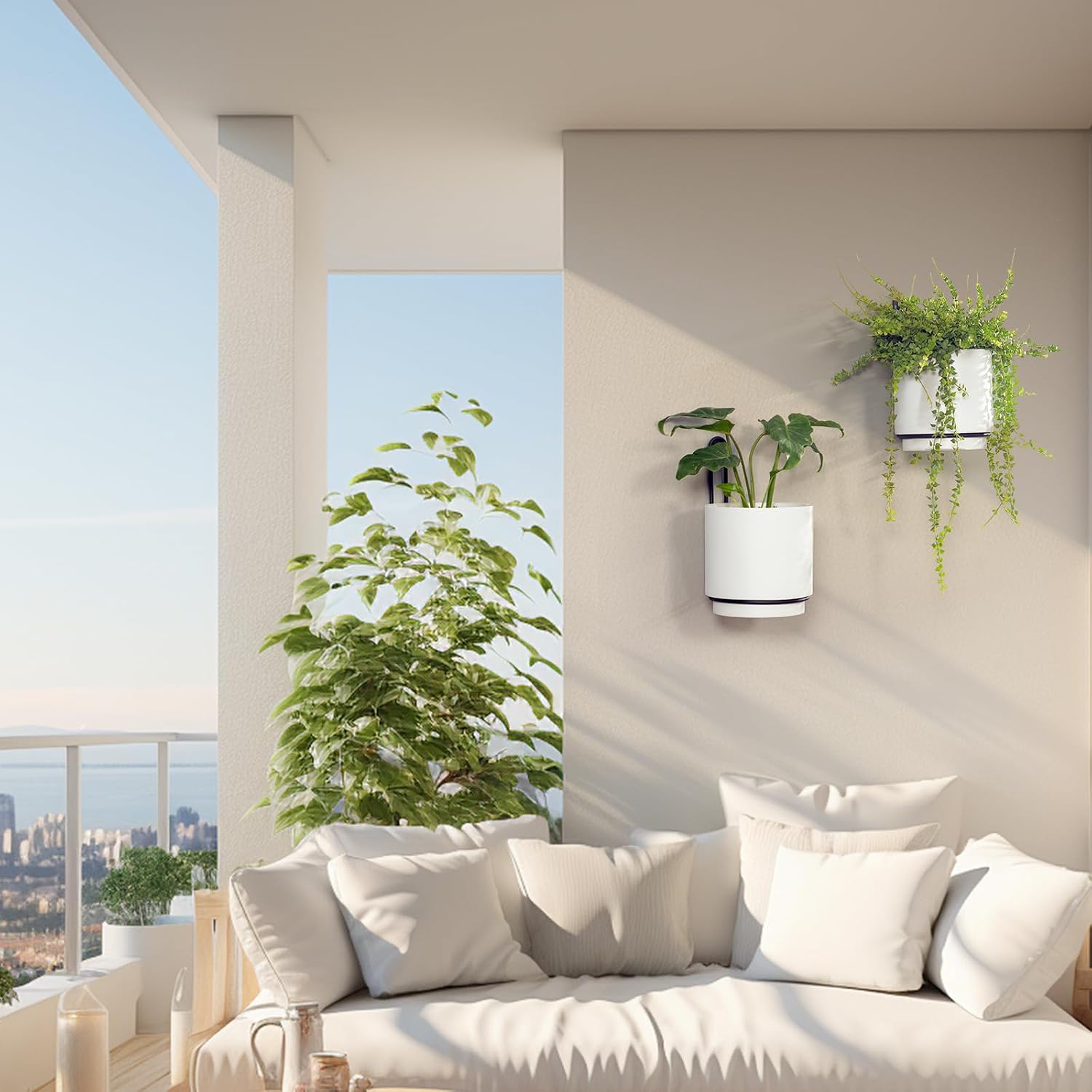 2 Pack White Metal Wall Hanging Planters