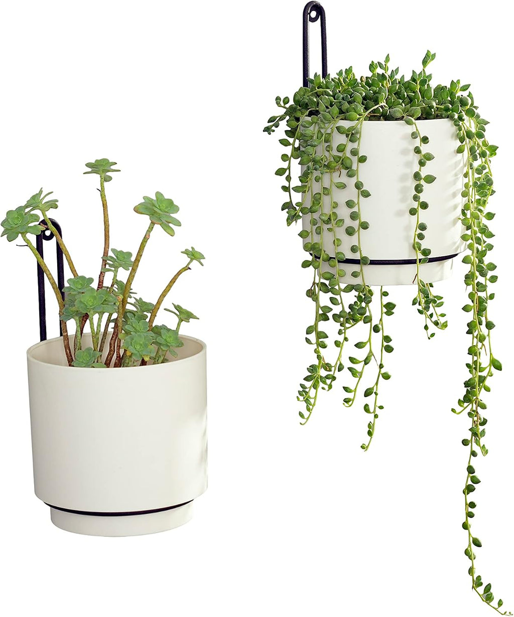2 Pack White Metal Wall Hanging Planters