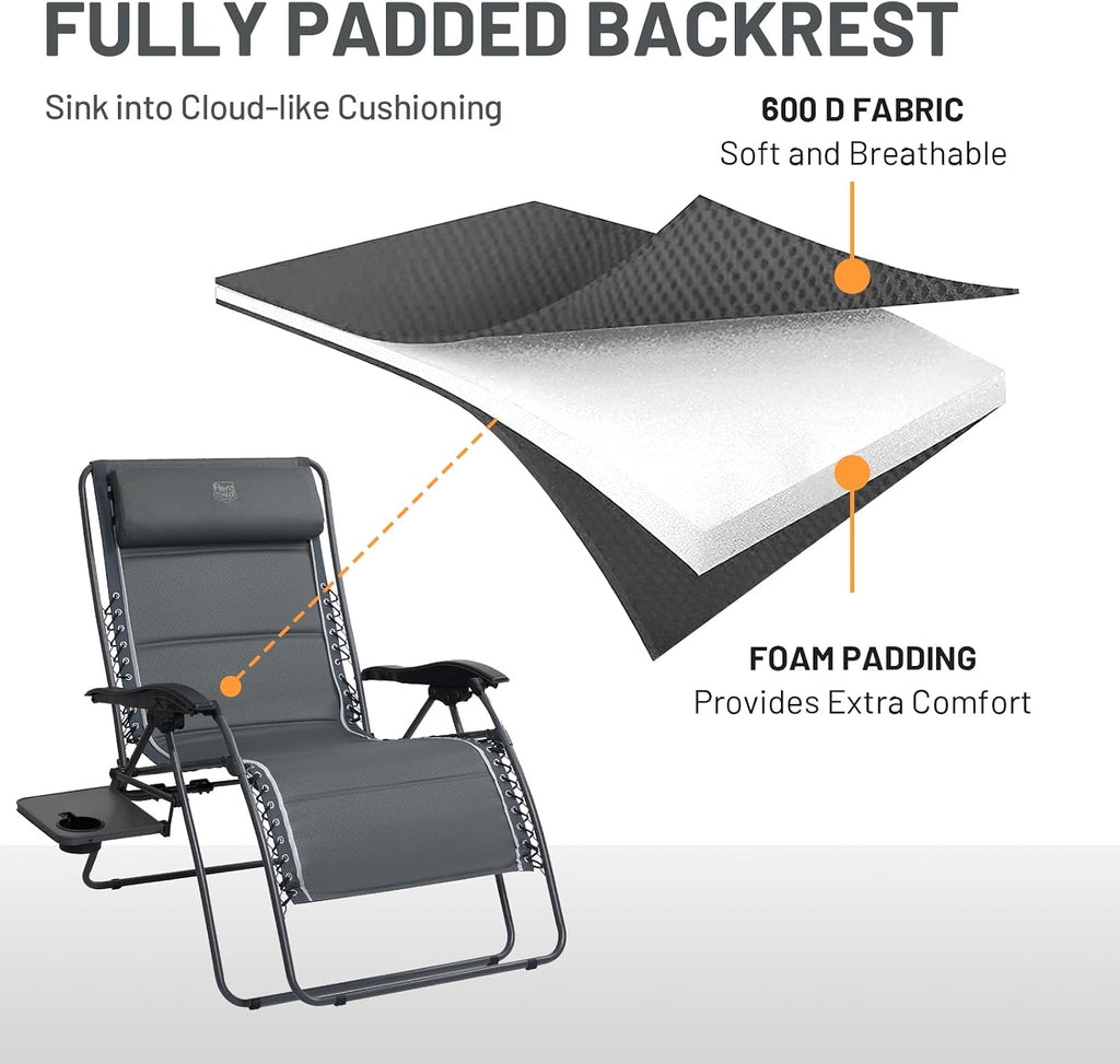 Timber Ridge Grey 33In XXL Zero Gravity Chair