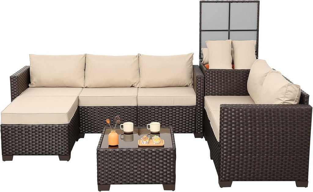 Valita 5-Piece Brown Wicker Patio Sofa Set