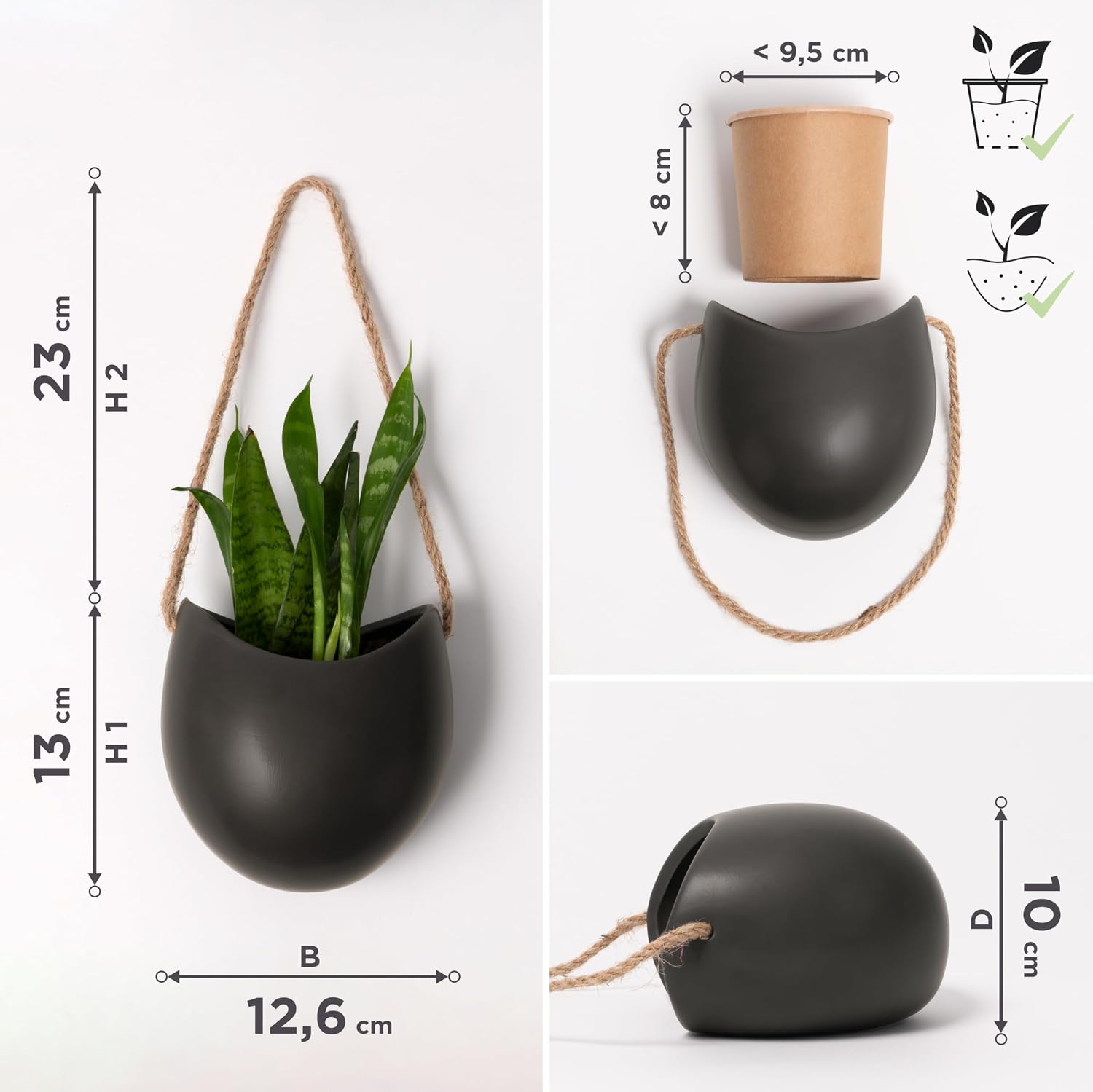 Kazai Ellie 3 Ceramic Wall Planters