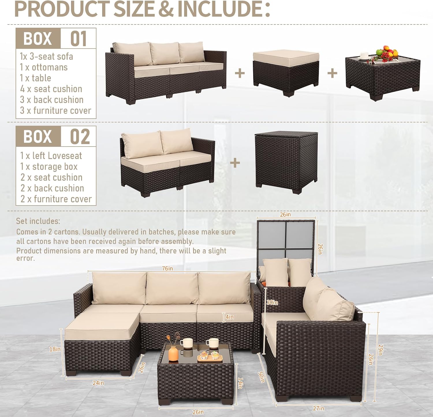 Valita 5-Piece Brown Wicker Patio Sofa Set