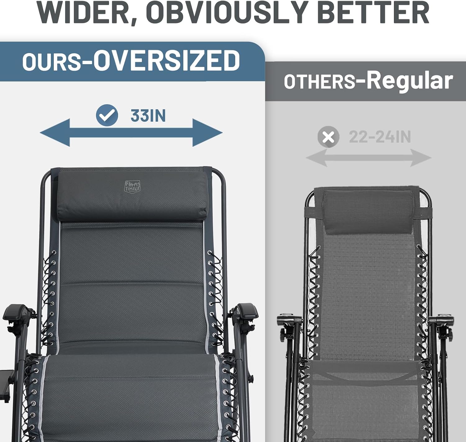 Timber Ridge Grey 33In XXL Zero Gravity Chair