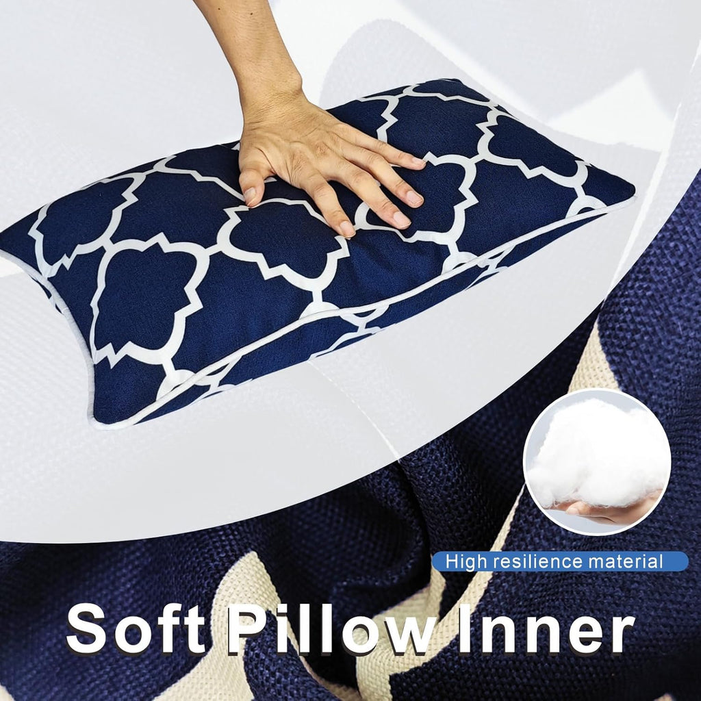 Bird Navy Fretwork 12x20 Outdoor Pillows
