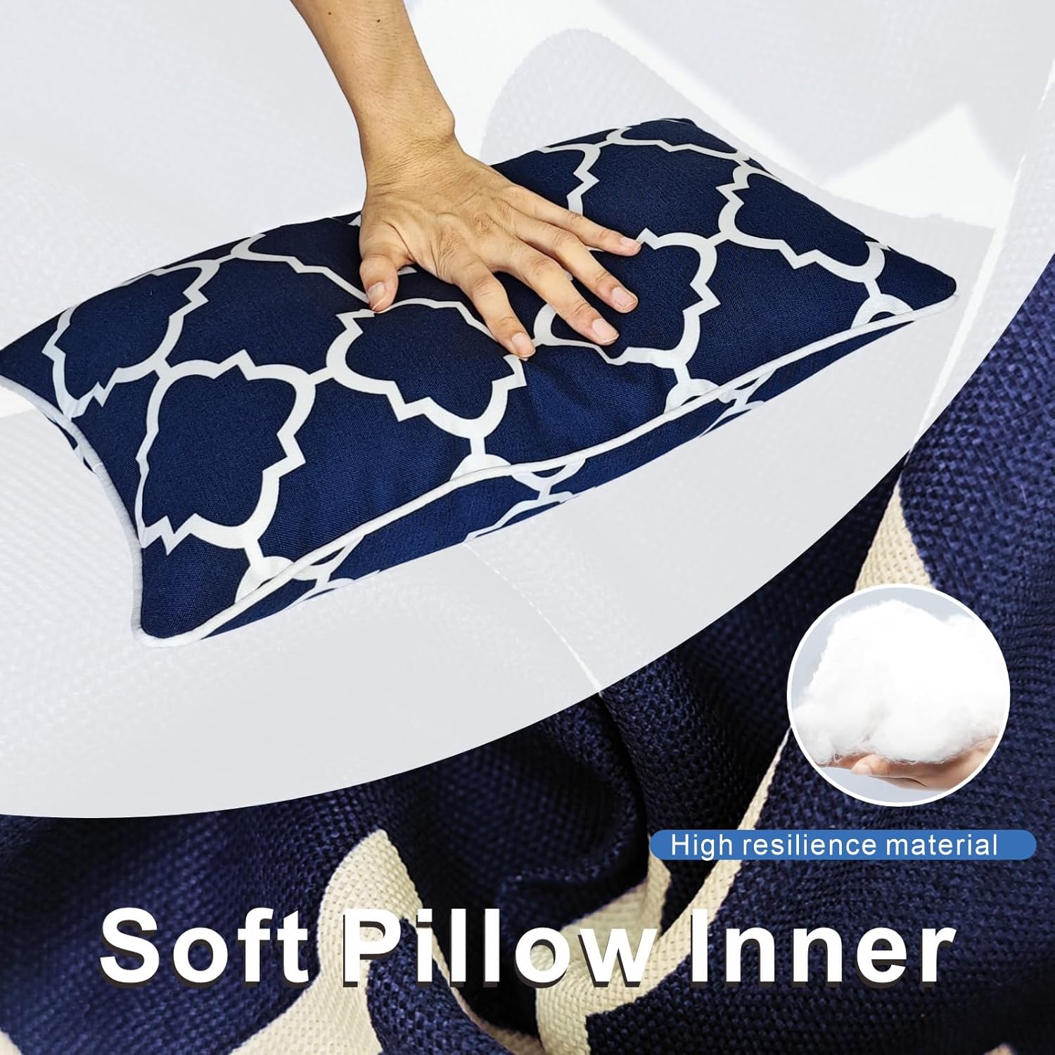 Bird Navy Fretwork 12x20 Outdoor Pillows