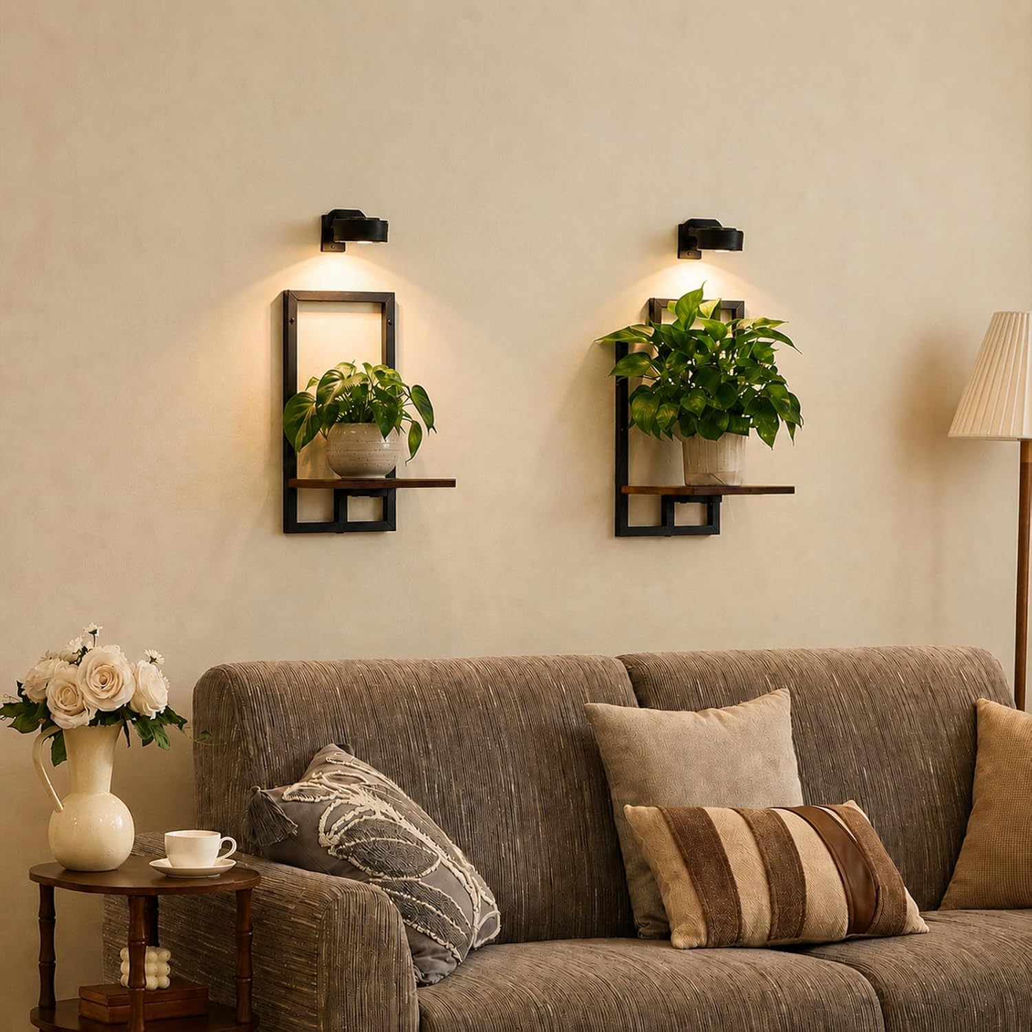 3 Pack Wall Planters With Grow Lights