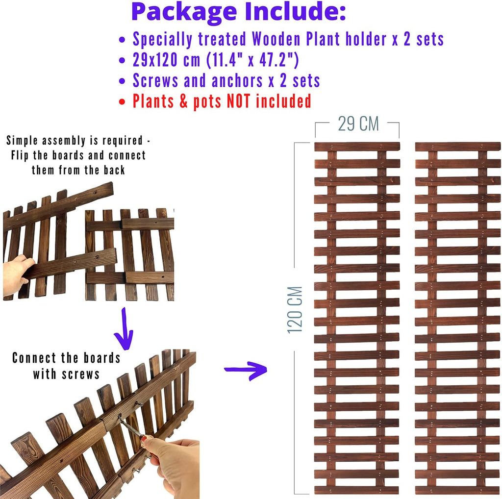 ShopLaLa 2 Pack Wooden Wall Planters