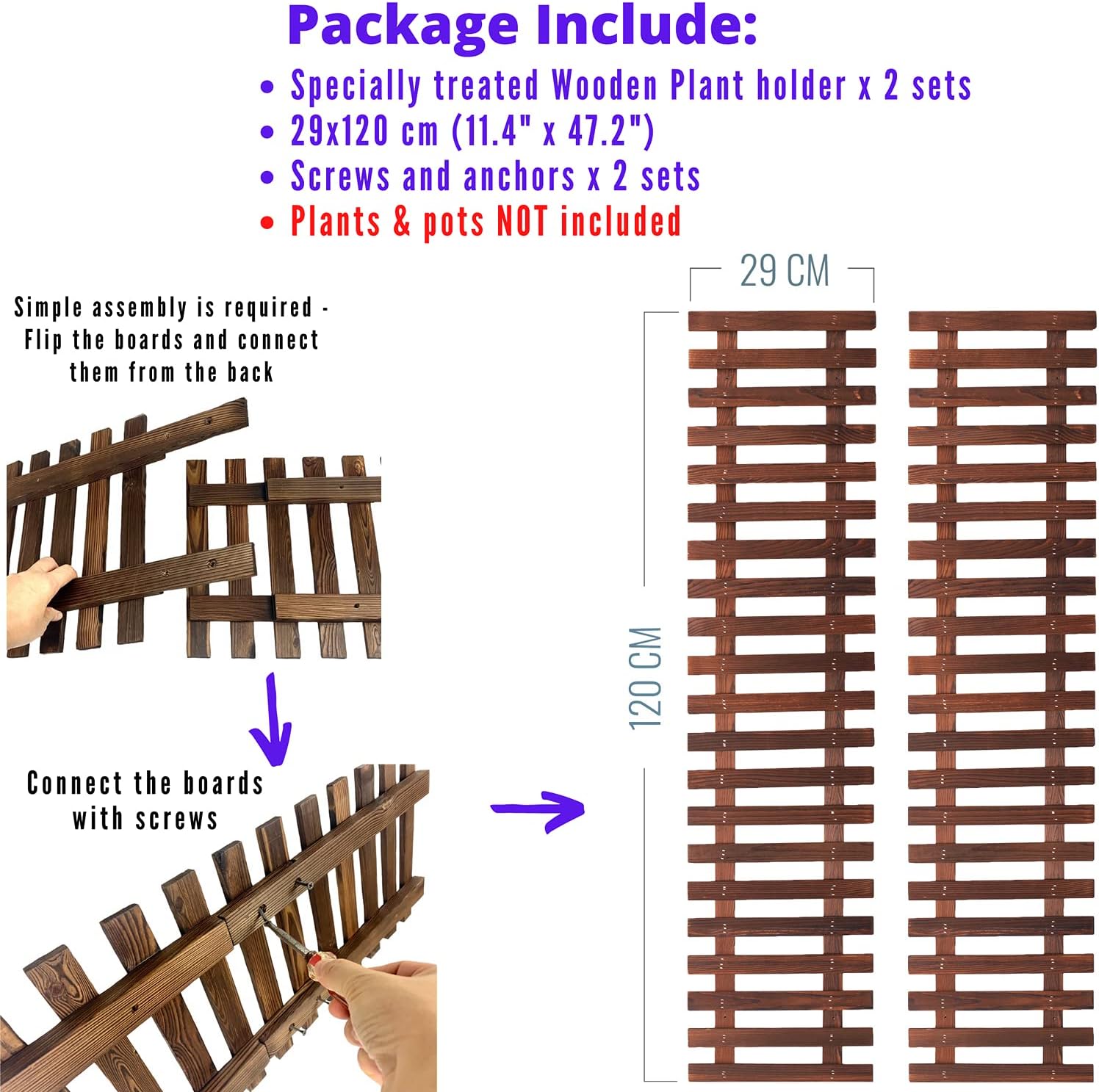 ShopLaLa 2 Pack Wooden Wall Planters