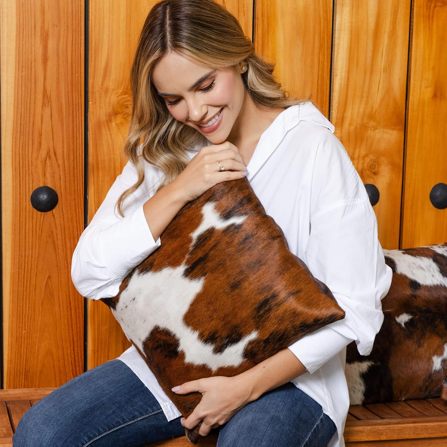 ecowhides Tricolor 15”x15” Cowhide Pillow Cover