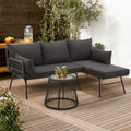 Bezseller 3-Piece L-Shaped Rattan Patio Sofa Set