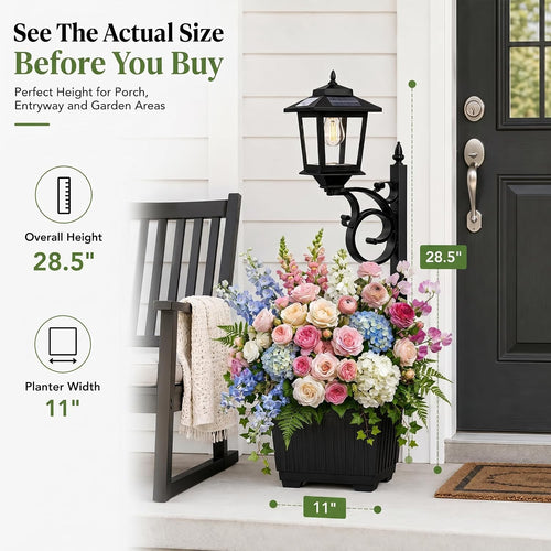 2 Pack 2-in-1 Solar Lamp Post Planter
