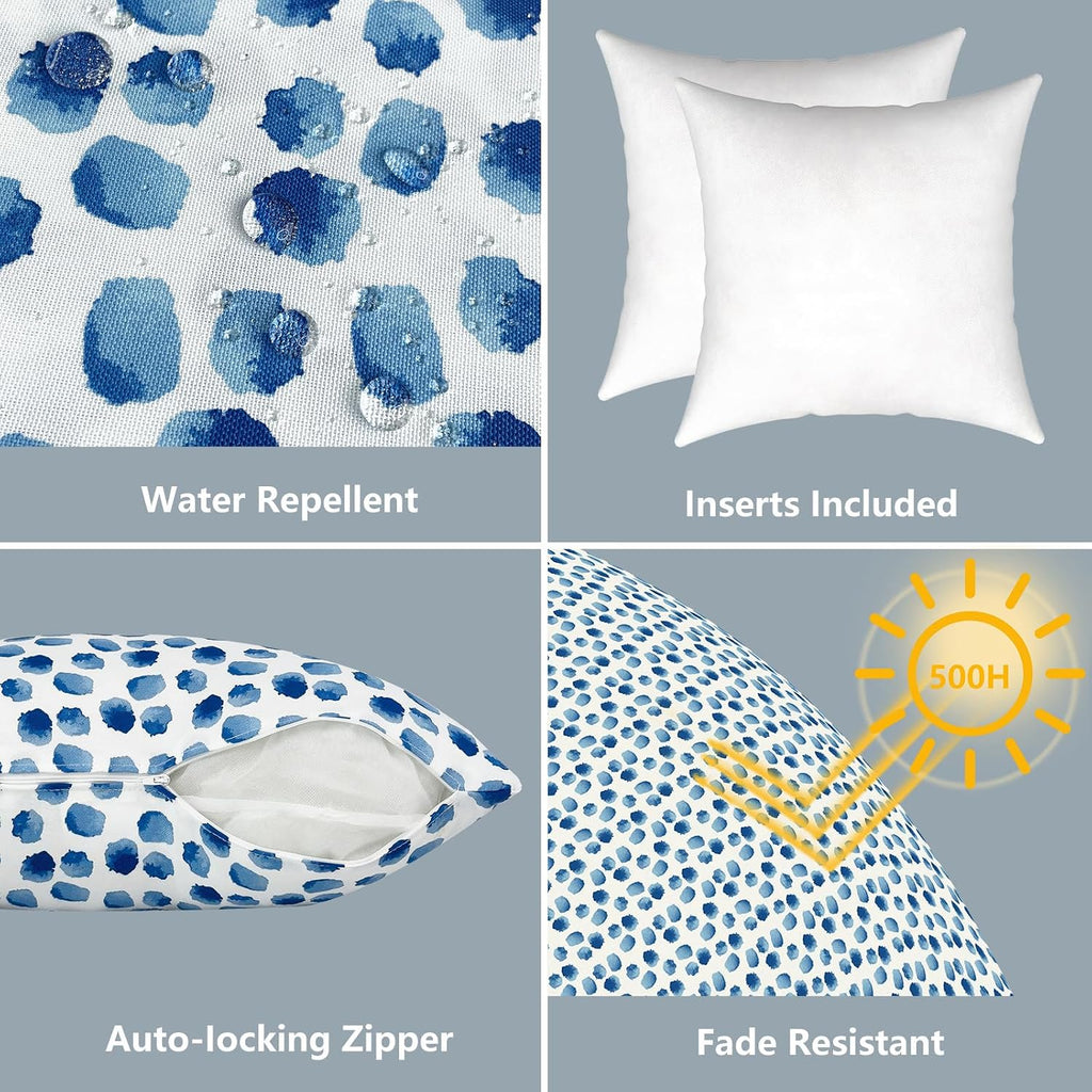 XIII Brush Blue 18"x18" Throw Pillows Set of 2