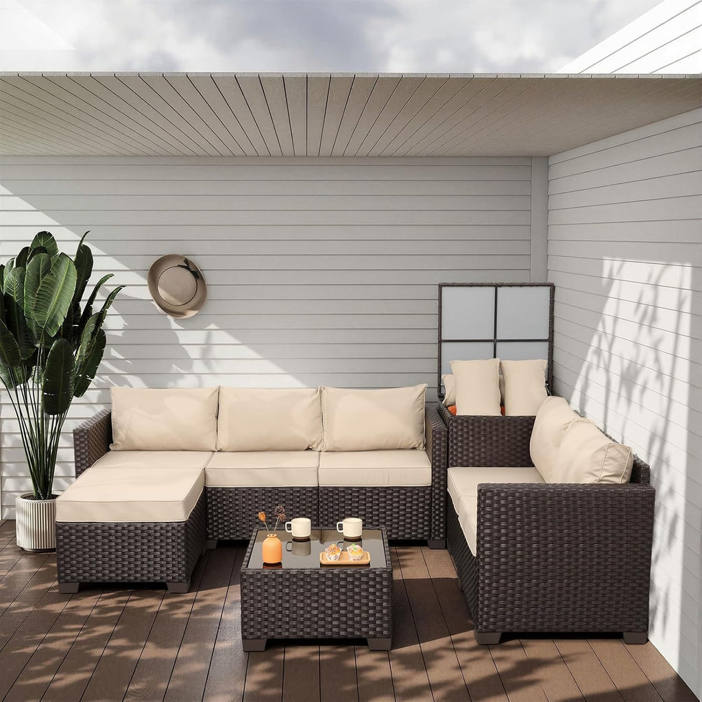 Valita 5-Piece Brown Wicker Patio Sofa Set