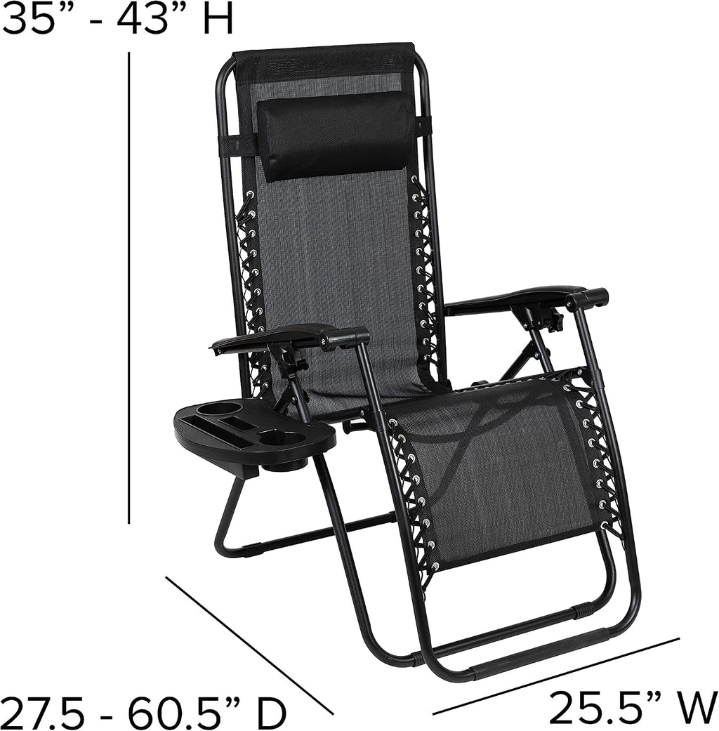 Flash Furniture Celestial Black Zero Gravity Chair Set of 2