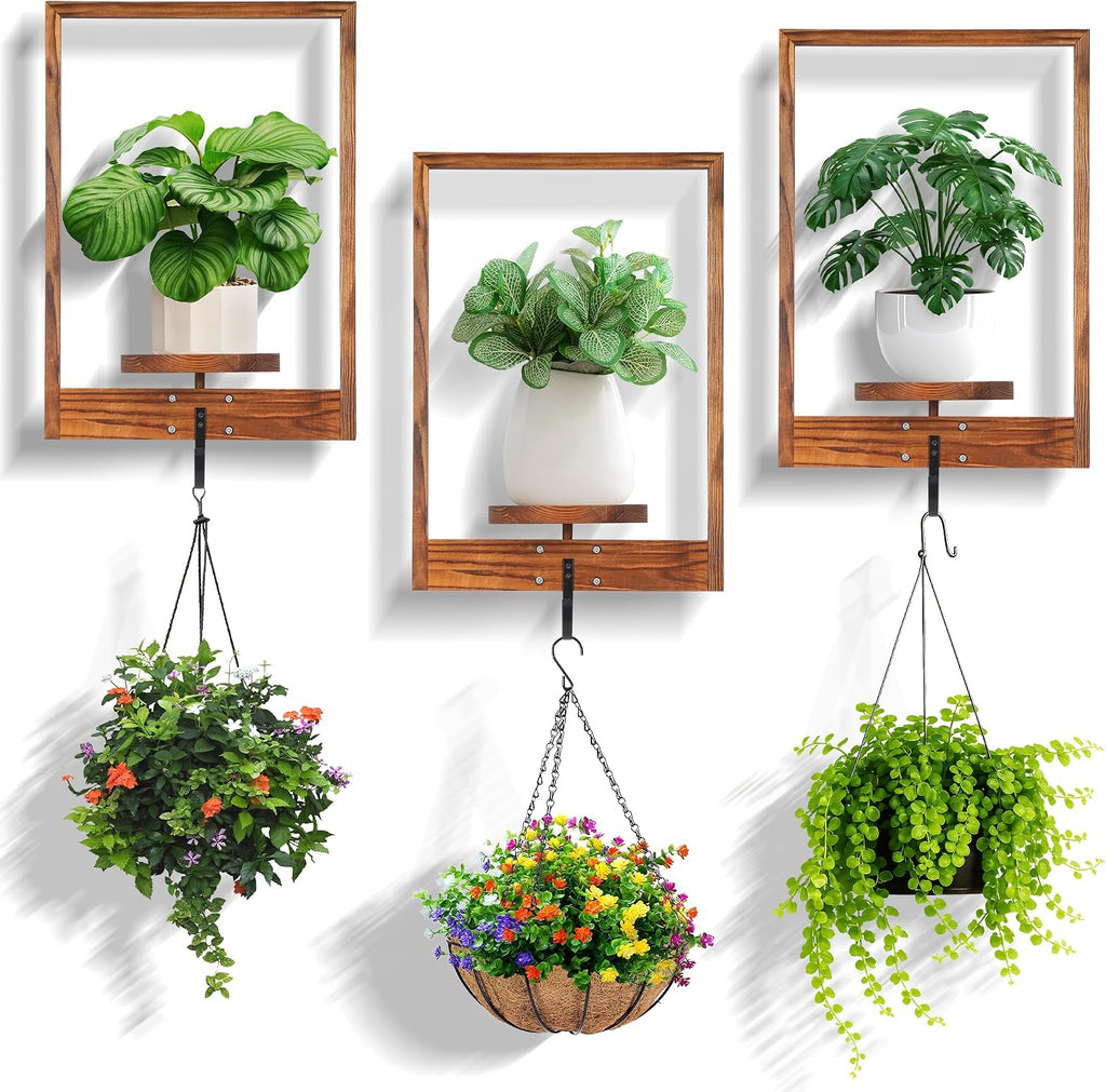3 Pack Solid Wood Wall Planter Shelf
