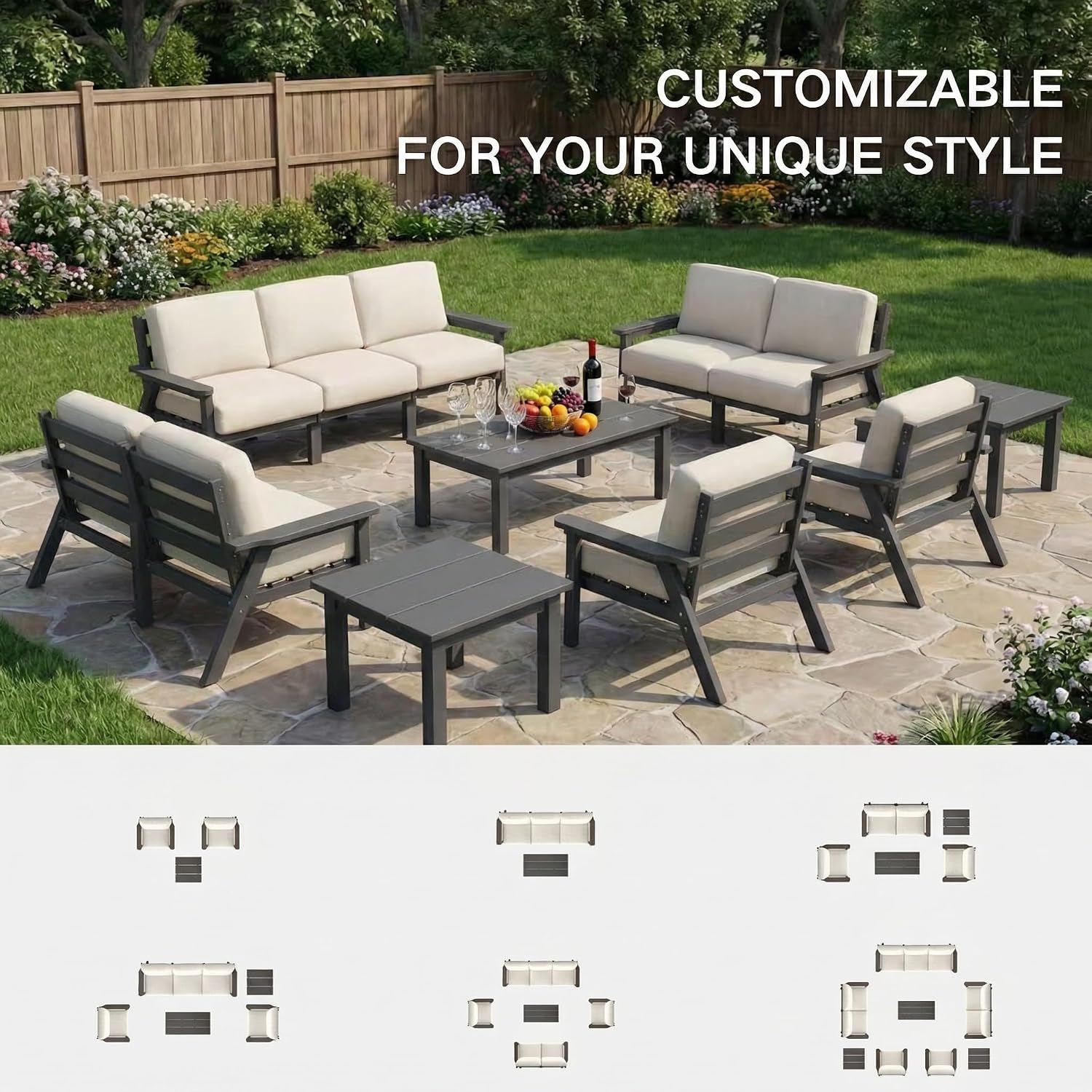 Kingdura 7-Piece HDPE Patio Sofa Set
