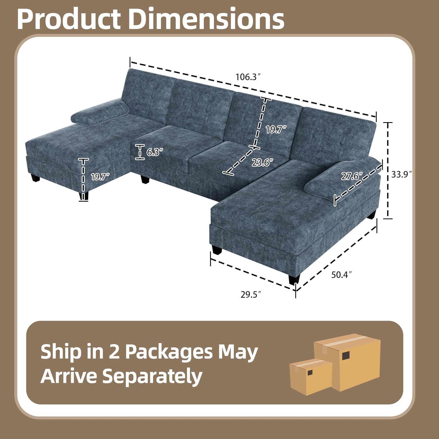 Shintenchi U-Shaped 4-Seat Sectional Sofa