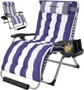 Blue White 33In XXL Zero Gravity Chair