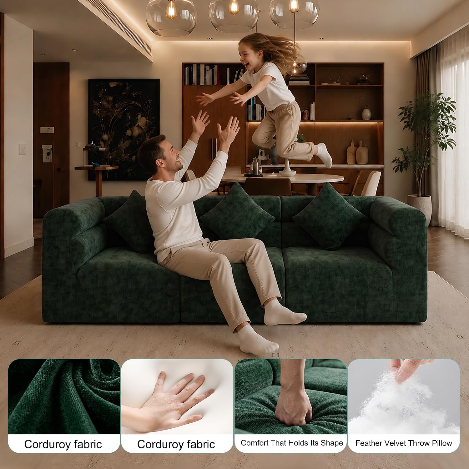89.76" L Shaped Cloud Modular Sofa