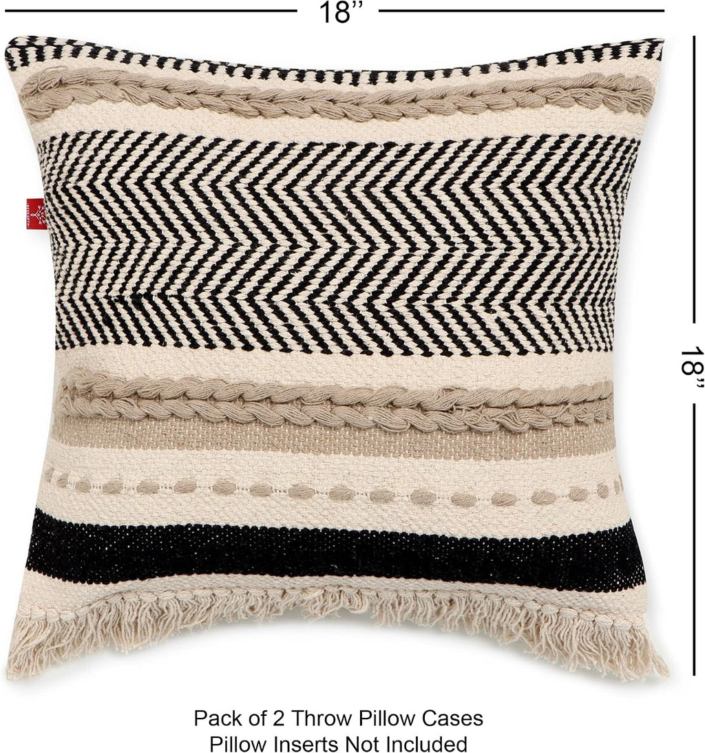 Natural 18"x18 Boho Pillow Covers Set of 2