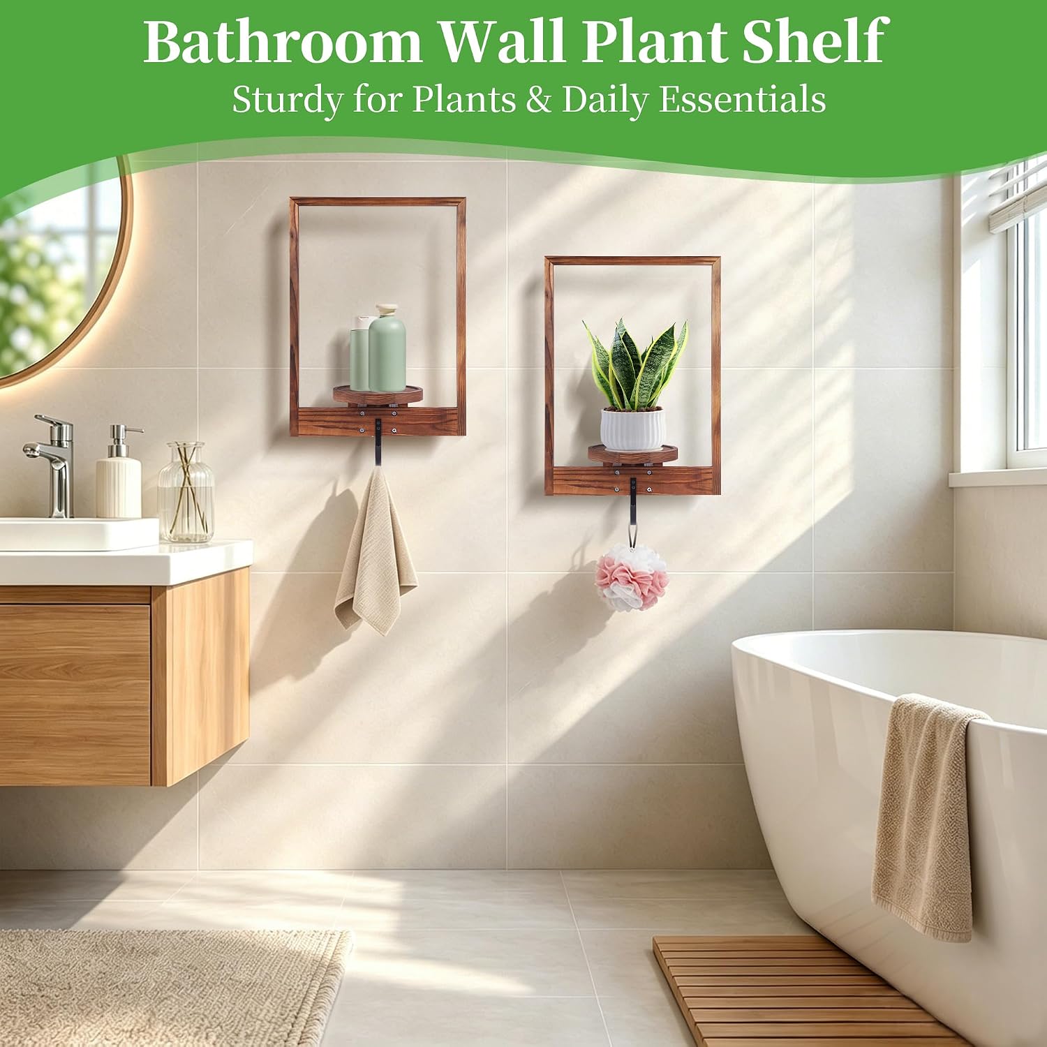 3 Pack Solid Wood Wall Planter Shelf