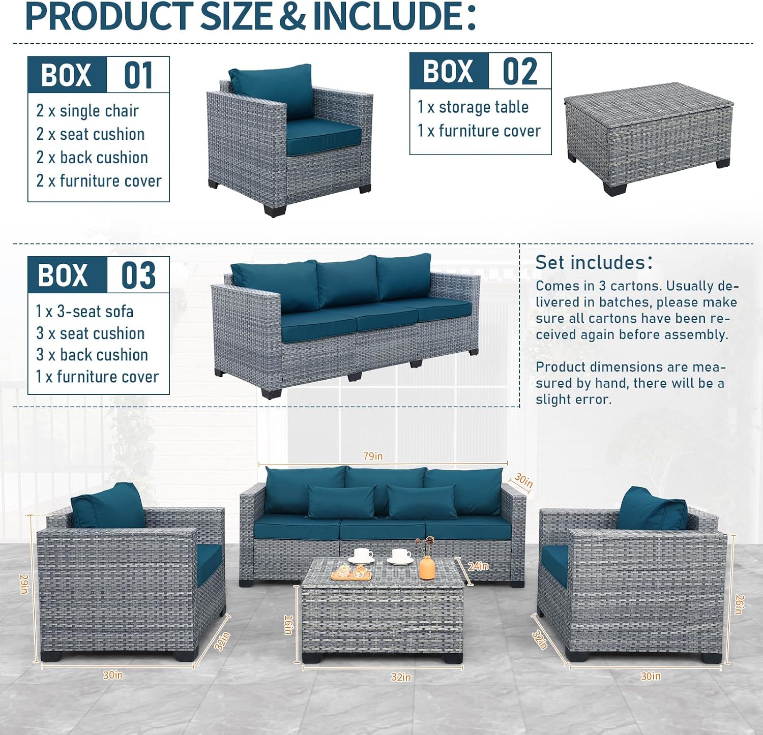 Lviden 4-Piece PE Rattan Patio Sofa Set