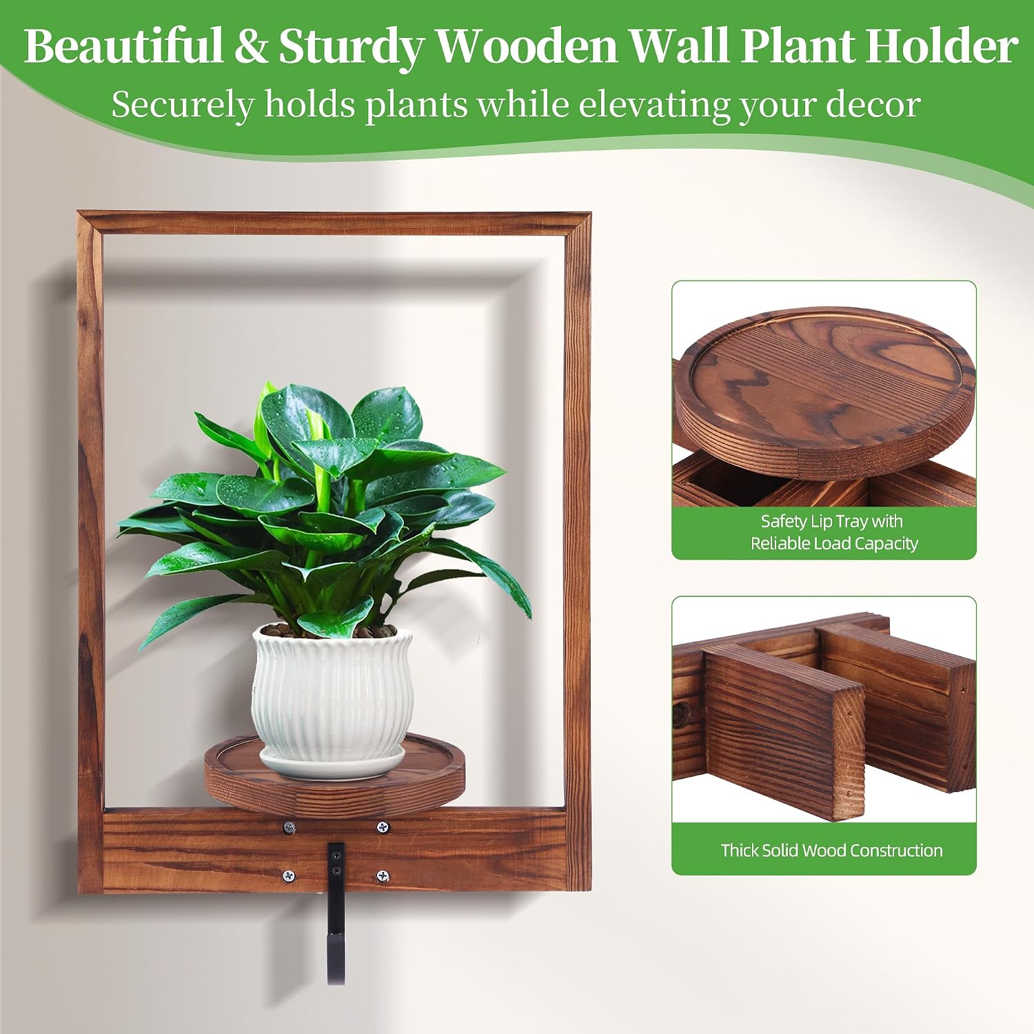 3 Pack Solid Wood Wall Planter Shelf