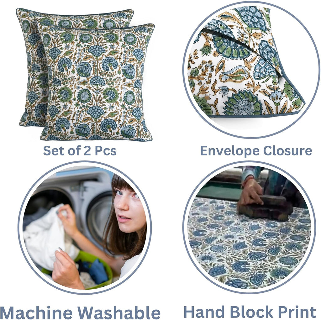 Ridhi Asparagus Green 18"x18" Pillow Covers Pack of 2