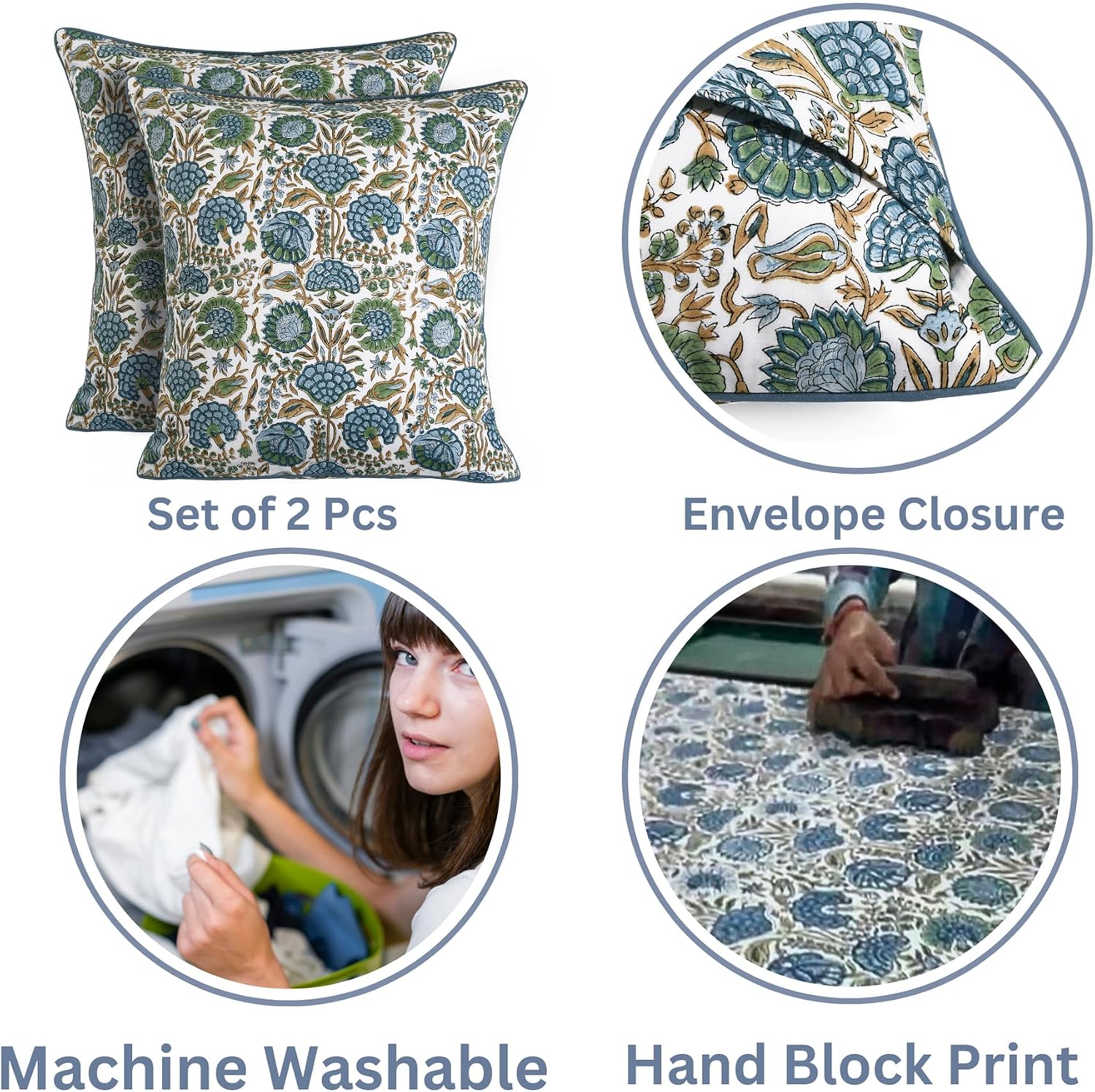 Ridhi Asparagus Green 18"x18" Pillow Covers Pack of 2