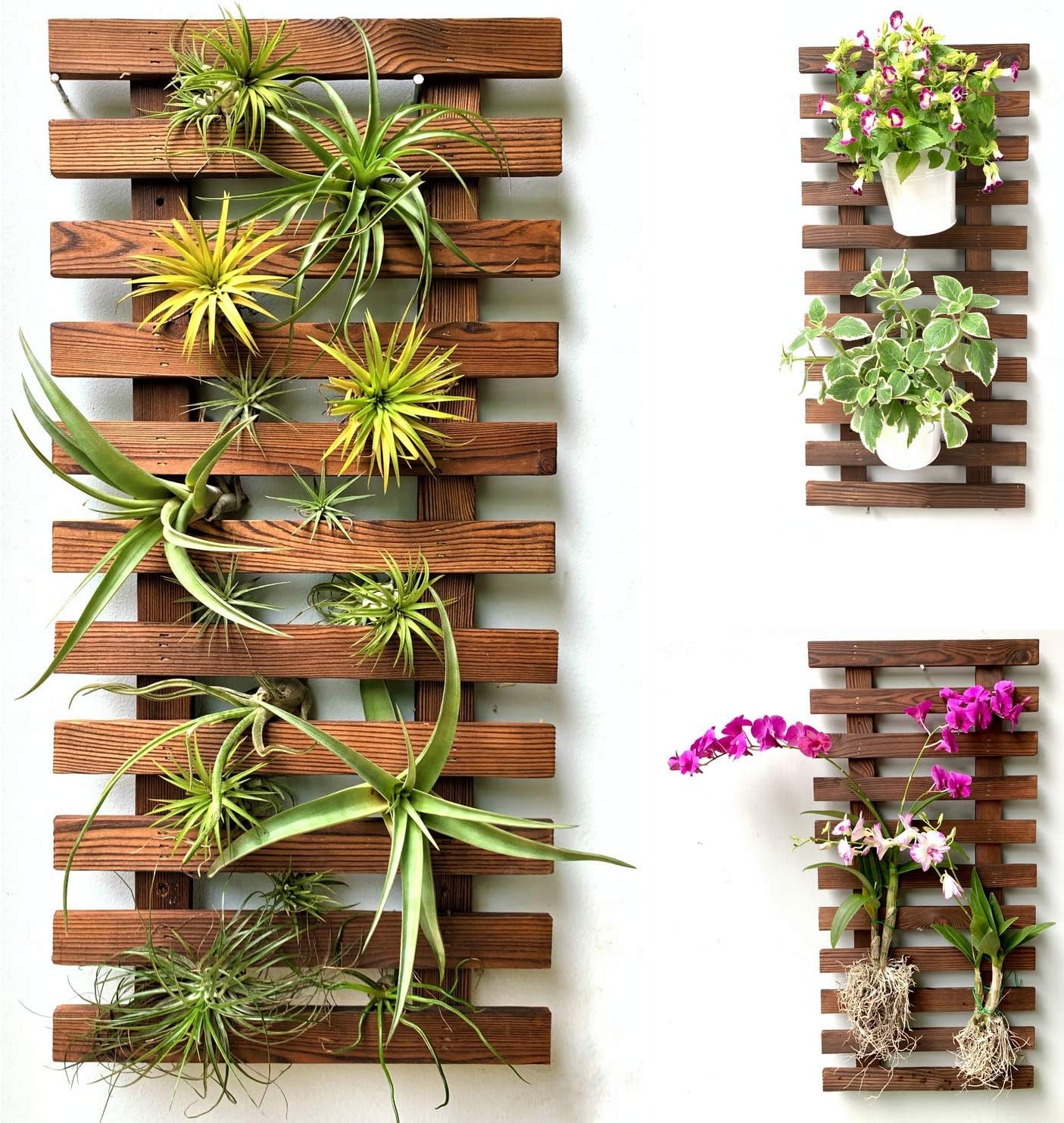 ShopLaLa 2 Pack Wooden Wall Planters