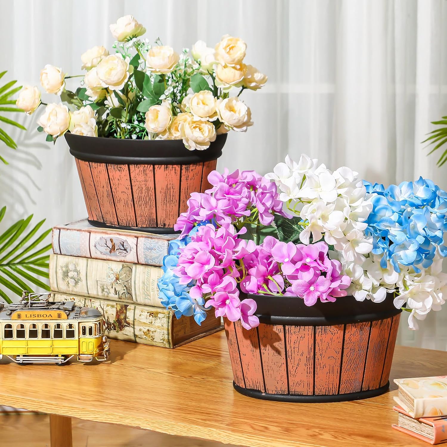 Layhit 6 Pcs Wine Barrel Wall Planters