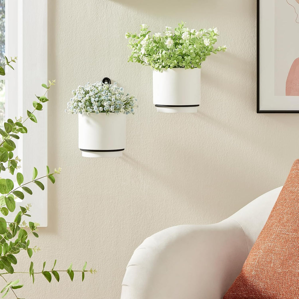 2 Pack White Metal Wall Hanging Planters