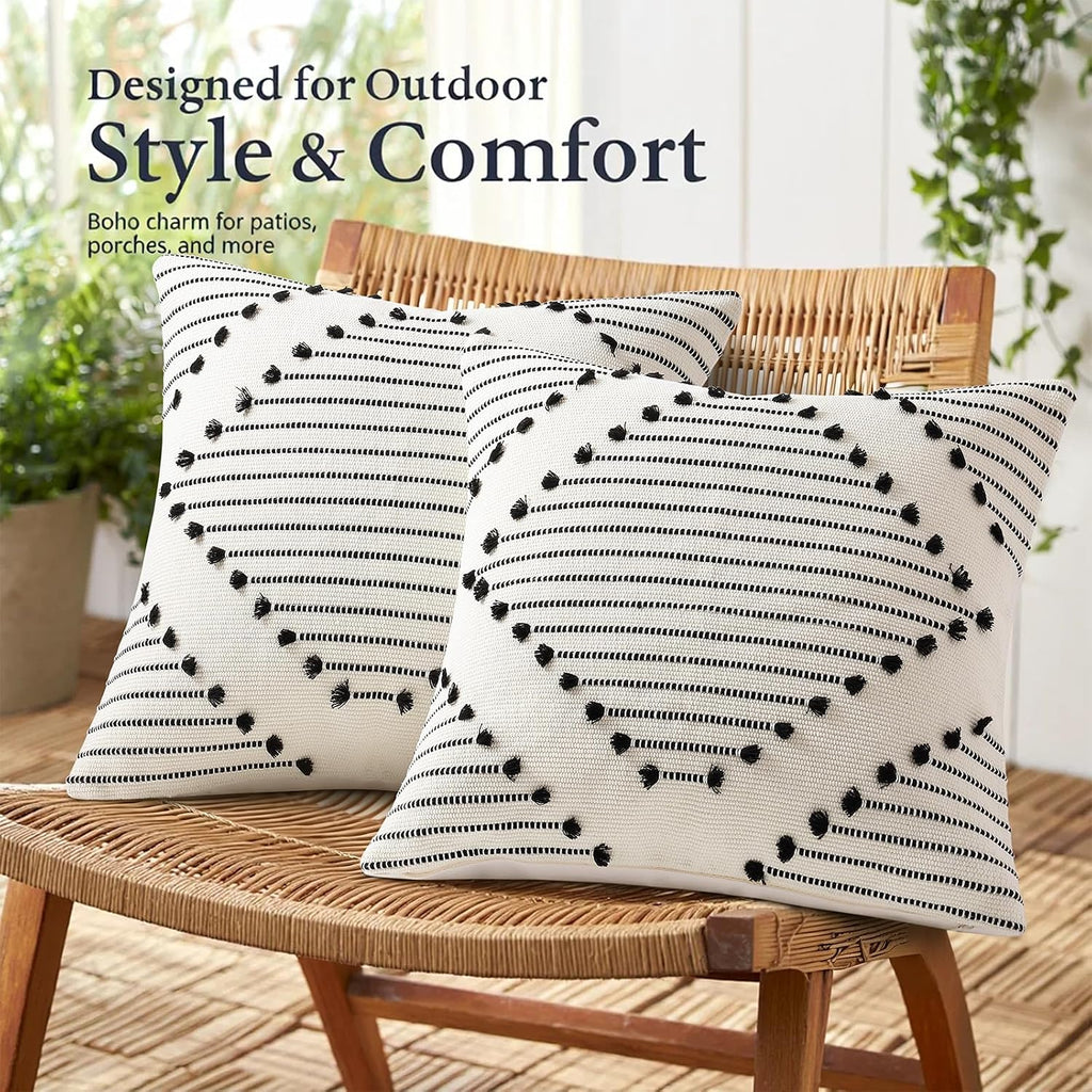 Mecatny Black Cream 18X18 Pillow Covers Set of 2