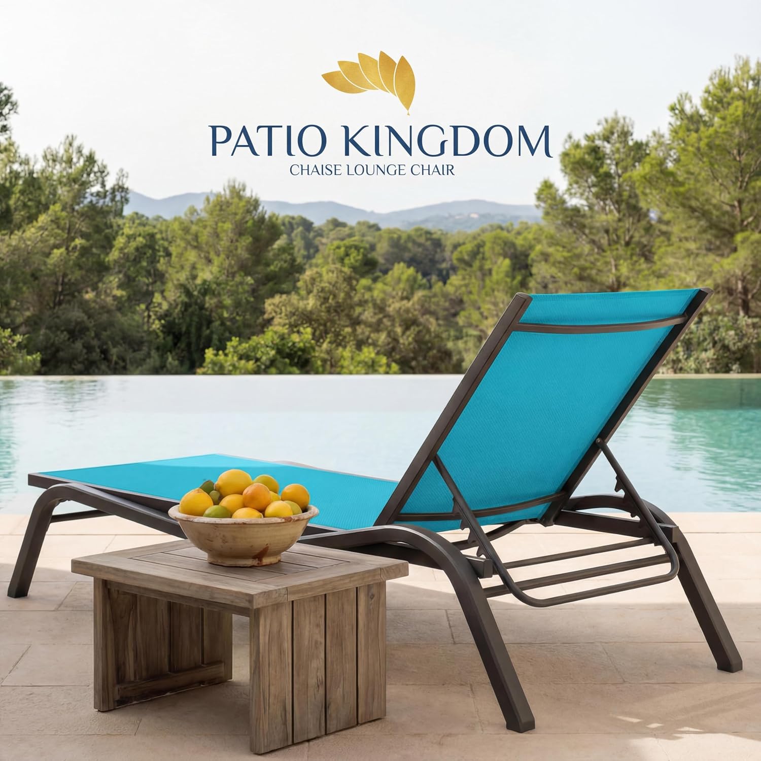 Sky Blue Aluminum Patio Chaise Lounge Chair