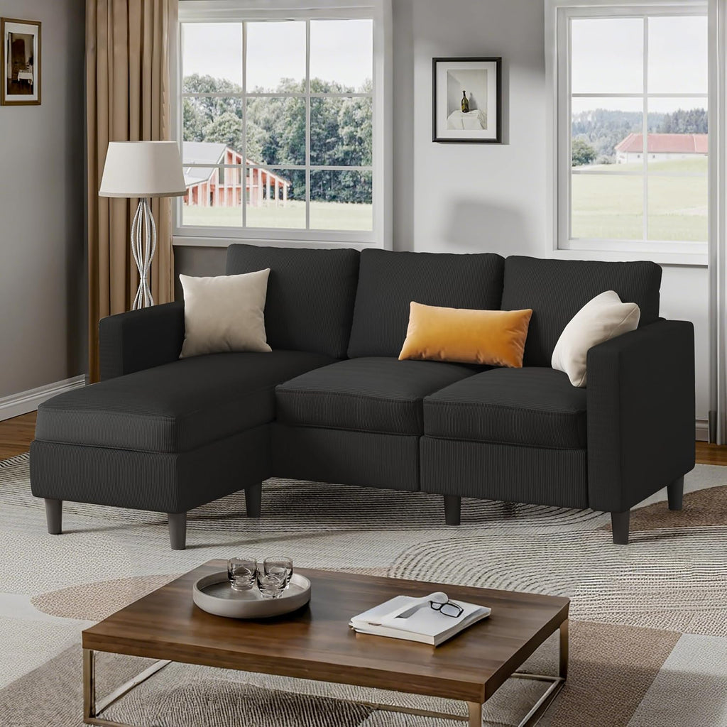 Shintenchi L Shaped Corduroy Sectional Sofa