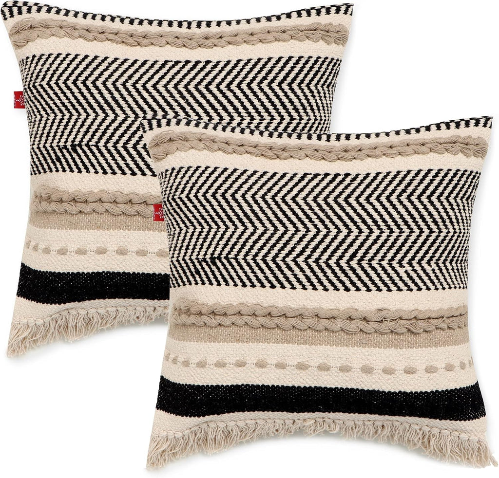 Natural 18"x18 Boho Pillow Covers Set of 2