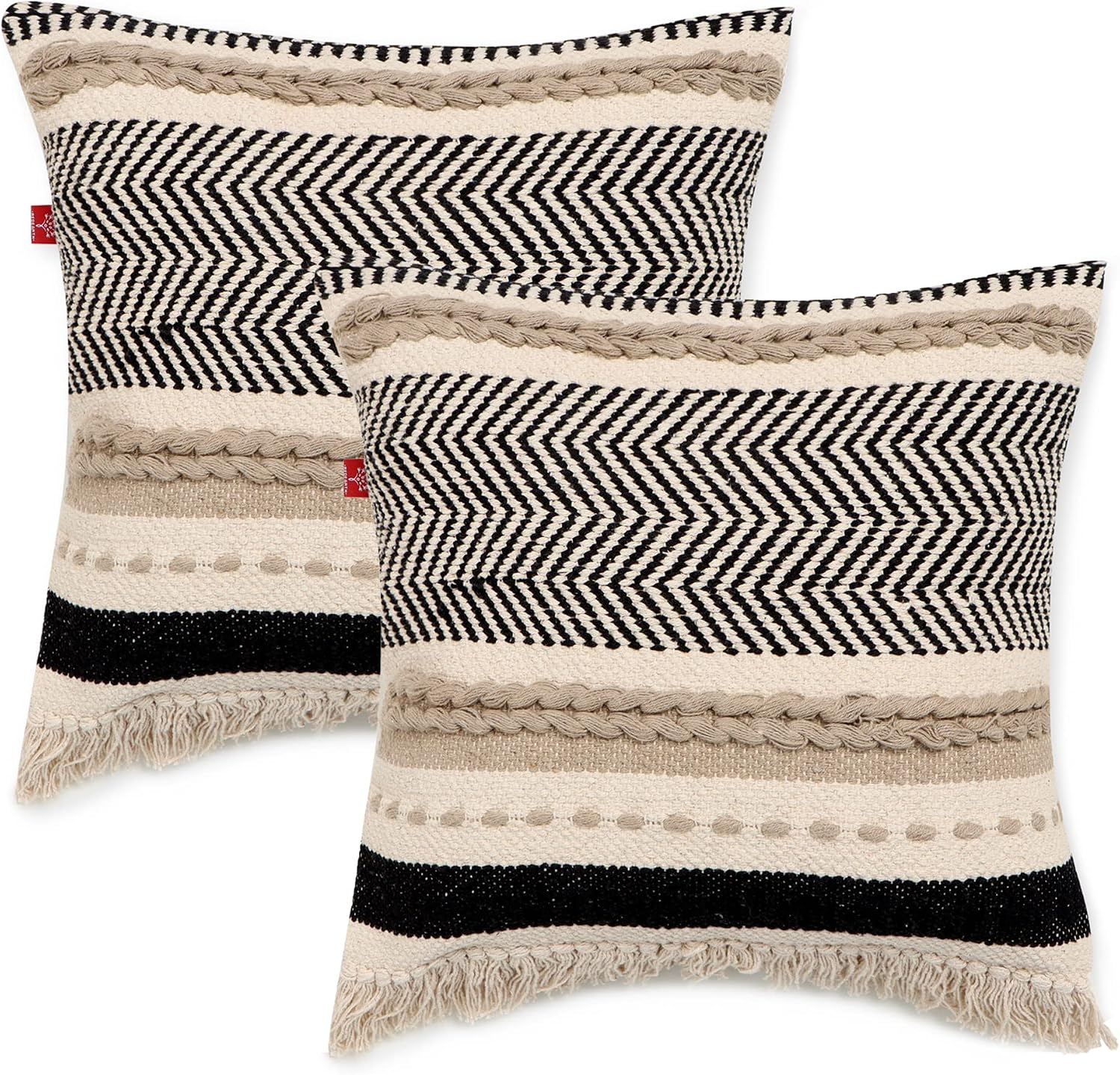 Natural 18"x18 Boho Pillow Covers Set of 2